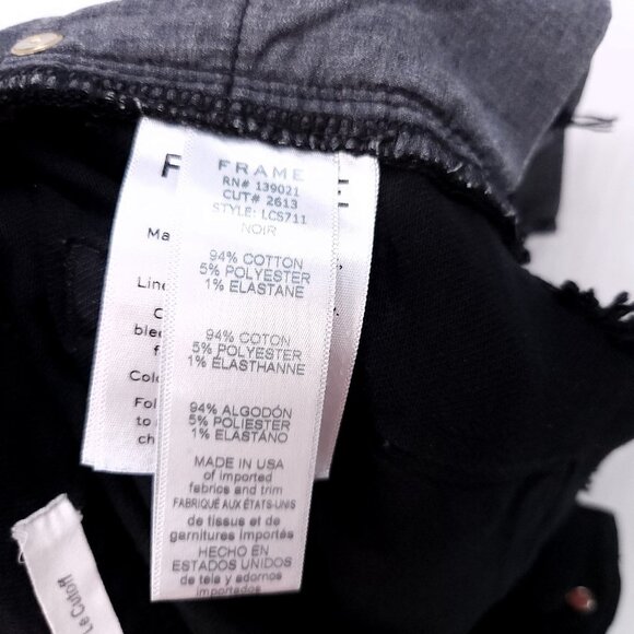 Frame Le Cut Off Shorts Women 26 Raw Hem Distressed Black Denim Ho Pants - Picture 9 of 10